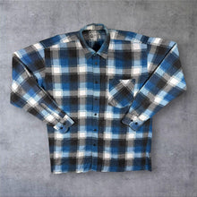 Load image into Gallery viewer, Vintage Mens Blue Plaid Flannel Shirt M 39/40 100% Cotton Check Workwear Grunge
