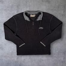 Load image into Gallery viewer, Weird Fish Embroidered Mini Logo Black Macaroni Knit 1/4 Zip Pullover Sweatshirt
