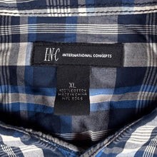 Load image into Gallery viewer, INC International Concepts Mens XL Western Shirt Blue Plaid Pearl Snap Cowboy
