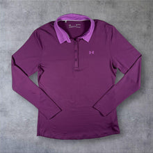 Load image into Gallery viewer, Under Armour HeatGear Womens M Purple Long Sleeve Golf Polo Shirt Fitted
