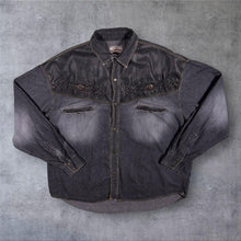 Load image into Gallery viewer, Vintage Stockerpoint Western Denim Shirt XL Cowboy Y2K Trachten Black Grey
