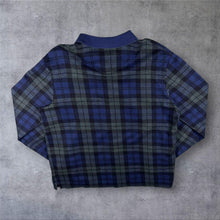 Load image into Gallery viewer, Lands' End "Traditional Fit" Navy Blue Green Tartan Check Long Sleeve Polo Shirt
