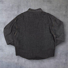 Load image into Gallery viewer, Vintage Cowboy Western Faux Leather Lace Panel Black Denim Long Sleeve Shirt
