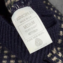 Load image into Gallery viewer, Vintage PFM Principles For Men Wool Jumper Mens M Navy Geometric Knit Made UK
