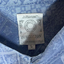 Load image into Gallery viewer, Vintage St Michael Marks &amp; Spencer Paisley Patterned Blue Long Sleeve Cotton Shirt
