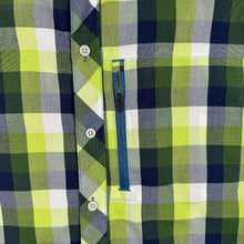 Load image into Gallery viewer, Mountain Hardwear Mens Large Hiking Shirt Green Plaid Zip Pocket Gorpcore L
