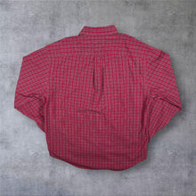 Load image into Gallery viewer, Nautica Classic Mini Logo Red Navy Blue Plaid Check Cotton Long Sleeve Shirt
