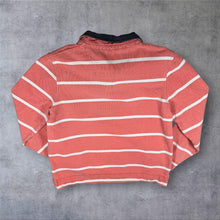 Load image into Gallery viewer, Crew Clothing Company Mens L Coral Stripe Half Zip Rugby Sweatshirt Nautical

