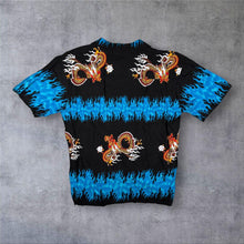 Load image into Gallery viewer, Vintage Y2K Gothic Traditional Dragon Black Blue Pattern Short Sleeve Shirt
