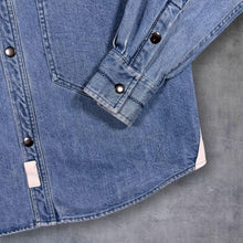 Load image into Gallery viewer, Etienne Ozeki Vintage Y2K Blue Denim Worker Jacket Shirt M Utility Strap 00s
