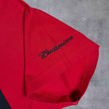 Load image into Gallery viewer, Early 00's Cotton Traders "Budweiser Soccer" Spellout Graphic Navy Blue Red T-Shirt
