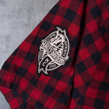 Load image into Gallery viewer, Harley Davidson Mens Large Slim Skull Shirt Red Black Buffalo Plaid Biker Check
