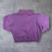 Load image into Gallery viewer, Vintage Damart Embroidered Floral Flower Motif Button Down Purple Sweatshirt

