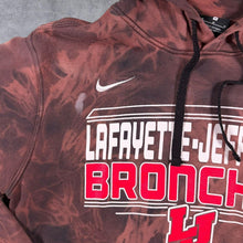 Load image into Gallery viewer, Nike "Lafayette-Jefferson Bronchos" College Sports Graphic Bleach Tie Dye Hoodie
