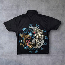 Load image into Gallery viewer, Vintage New Roads Goth Y2K Dragon Tiger Yin Yang Black Polyester Shirt
