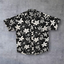 Load image into Gallery viewer, Vintage Arii Tahiti Hawaiian Tropical Floral Pattern Black White Grey Cotton Shirt
