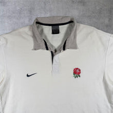 Load image into Gallery viewer, Vintage Nike England Rugby Polo Shirt White Red Rose Short Sleeve Retro XL
