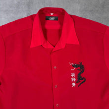 Load image into Gallery viewer, Early 00's Cosma Goth Y2K Embroidered Dragon Red Short Sleeve Shirt

