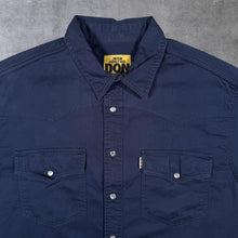 Load image into Gallery viewer, Vintage DON Southern Manner Mode Western Navy Blue Cotton Short Sleeve Popper Shirt
