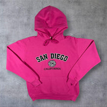 Load image into Gallery viewer, San Diego California USA Embroidered Spellout Tourist Pink Hoodie
