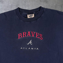 Load image into Gallery viewer, Vintage Lee MLB Atlanta Braves Baseball Embroidered Faded Navy Blue Cotton T-Shirt
