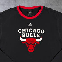 Load image into Gallery viewer, Adidas NBA Chicago Bulls Basketball Logo Graphic Black Long Sleeve T-Shirt
