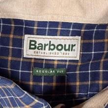 Load image into Gallery viewer, Barbour Bank Tattersall Shirt Mens L Navy Check Corduroy Collar Regular Fit
