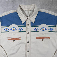 Load image into Gallery viewer, Vintage 90's Cowboy Western Aztec Panel Cream Cotton Long Sleeve Shirt
