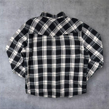 Load image into Gallery viewer, Roebuck &amp; Co Mens XL Western Shirt Black Plaid Pearl Snap Cowboy Rockabilly
