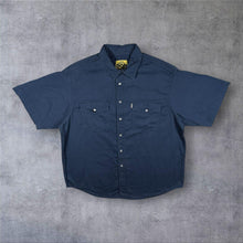 Load image into Gallery viewer, Vintage DON Southern Manner Mode Western Navy Blue Cotton Short Sleeve Popper Shirt
