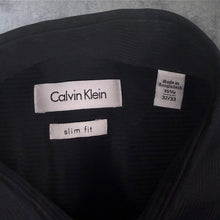 Load image into Gallery viewer, Calvin Klein Mens Black Self Stripe Shirt 15.5 32/33 Slim Fit Formal Medium
