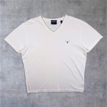 Load image into Gallery viewer, GANT "Slim" Embroidered Mini Logo Classic White Cotton V-Neck T-Shirt
