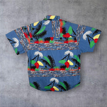 Load image into Gallery viewer, Vintage John F. Gee Hawaiian Tropical Pattern Blue Cotton Short Sleeve Shirt
