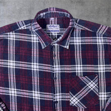 Load image into Gallery viewer, Vintage Cotton Country Club Burgundy Navy Plaid Check Long Sleeve Cotton Flannel Shirt
