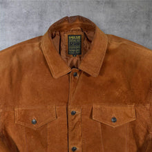 Load image into Gallery viewer, Vintage Cable Car Clothiers Suede Leather Trucker Jacket Brown XL Western
