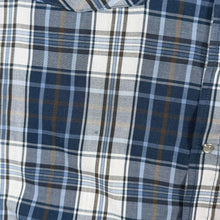 Load image into Gallery viewer, Vintage Plains "Tall Man" Western Cowboy Blue White Grey Check Long Sleeve Popper Shirt
