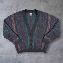 Load image into Gallery viewer, Vintage Bache Cardigan L XL Geometric Wool Blend Germany 80s 90s Grandpa Knit
