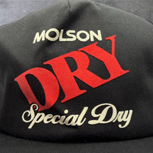 Load image into Gallery viewer, Vintage 90s Molson Dry Special Dry Beer Promo Snapback Cap Black Canada Hat
