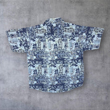 Load image into Gallery viewer, Vintage 90's Andre Leon Blue Mix Crazy Abstract Patterned Short Sleeve Flannel Shirt
