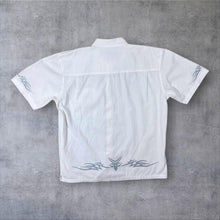 Load image into Gallery viewer, Early 00's John Baner Gothic Y2K Tribal Patterned White Cotton Short Sleeve Shirt
