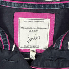 Load image into Gallery viewer, Joules Nautical Navy Blue White Pink Striped 1/4 Button Sweatshirt
