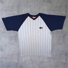 Load image into Gallery viewer, Early 00's Nike USA Navy Blue White Pinstriped Cotton Short Sleeve V-Neck T-Shirt
