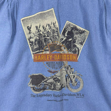 Load image into Gallery viewer, Vintage Y2K Harley Davidson Denim Shirt XL 1992 Nostalgia WLA Series Military Print
