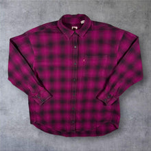 Load image into Gallery viewer, Levi's Red Tab Burgundy Maroon Black Plaid Check Long Sleeve Cotton Flannel Shirt
