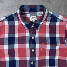 Load image into Gallery viewer, Levi's Red White Navy Blue Plaid Check Cotton Long Sleeve Shirt
