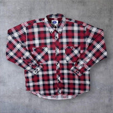 Load image into Gallery viewer, Vintage Hualu Red Grey White Plaid Check Long Sleeve Flannel Button-Up Shirt
