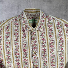 Load image into Gallery viewer, Vintage 90s Mint Island Floral Stripe Shirt Long Sleeve Ditsy Folk Grandad
