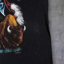 Load image into Gallery viewer, Vintage 90s Zip It London Native American Buffalo Eagle T Shirt Black L Wildlife
