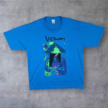 Load image into Gallery viewer, Vintage Vietnam Souvenir Spellout Graphic Blue Short Sleeve T-Shirt
