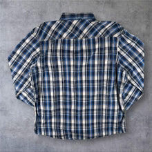 Load image into Gallery viewer, INC International Concepts Mens XL Western Shirt Blue Plaid Pearl Snap Cowboy
